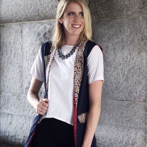 Sharon Navy Blue and Maroon Vest